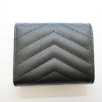 Saint Laurent Ten Multi Fold Wallet Black Leather Compact Mini Logo Quilted — view 2