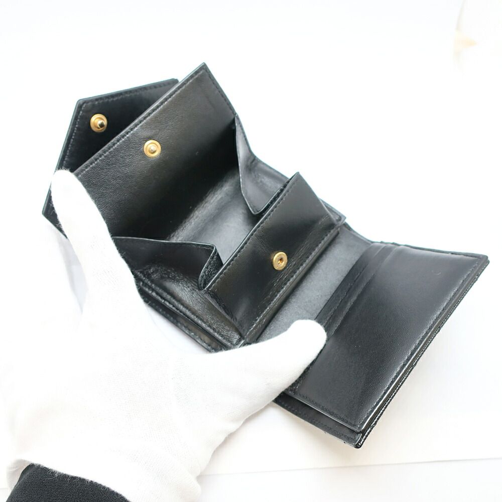 Saint Laurent Ten Multi Fold Wallet Black Leather Compact Mini Logo Quilted — view 7