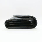 Saint Laurent Ten Multi Fold Wallet Black Leather Compact Mini Logo Quilted — view 3