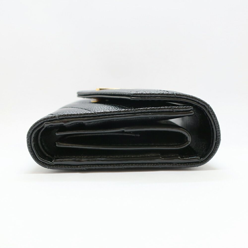 Saint Laurent Ten Multi Fold Wallet Black Leather Compact Mini Logo Quilted — view 3