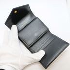 Saint Laurent Ten Multi Fold Wallet Black Leather Compact Mini Logo Quilted — view 8