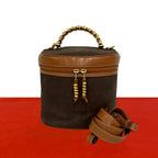 Loewe Velazquez Vintage Twist Handle Leather 2-Way Shoulder Bag Vanity Brown