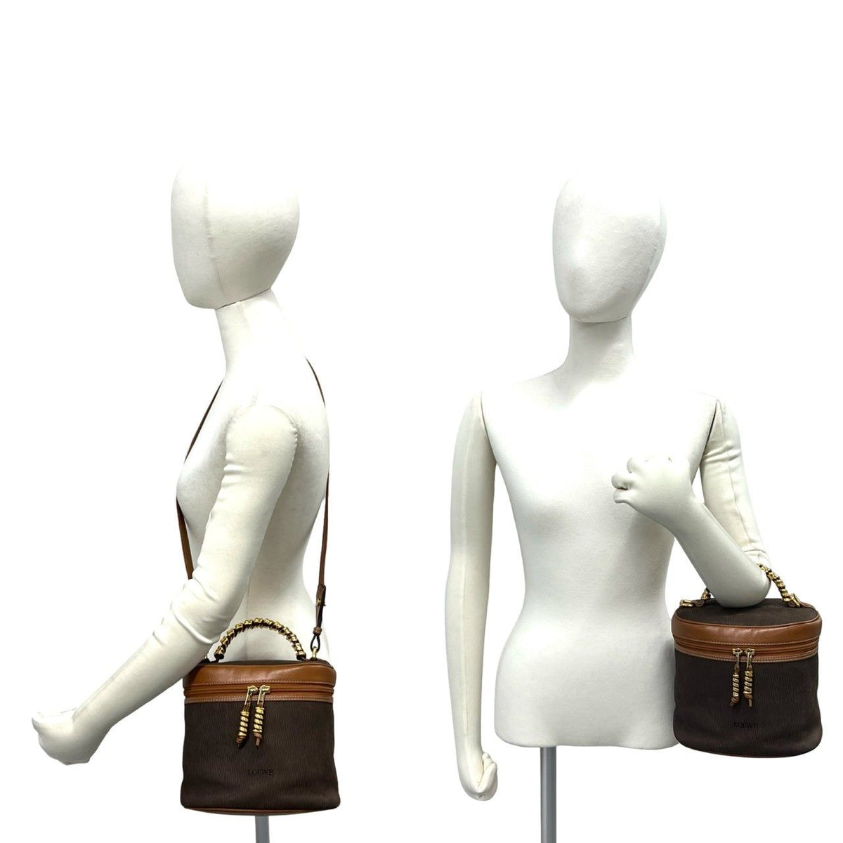 Loewe Velazquez Vintage Twist Handle Leather 2-Way Shoulder Bag Vanity Brown — view 2