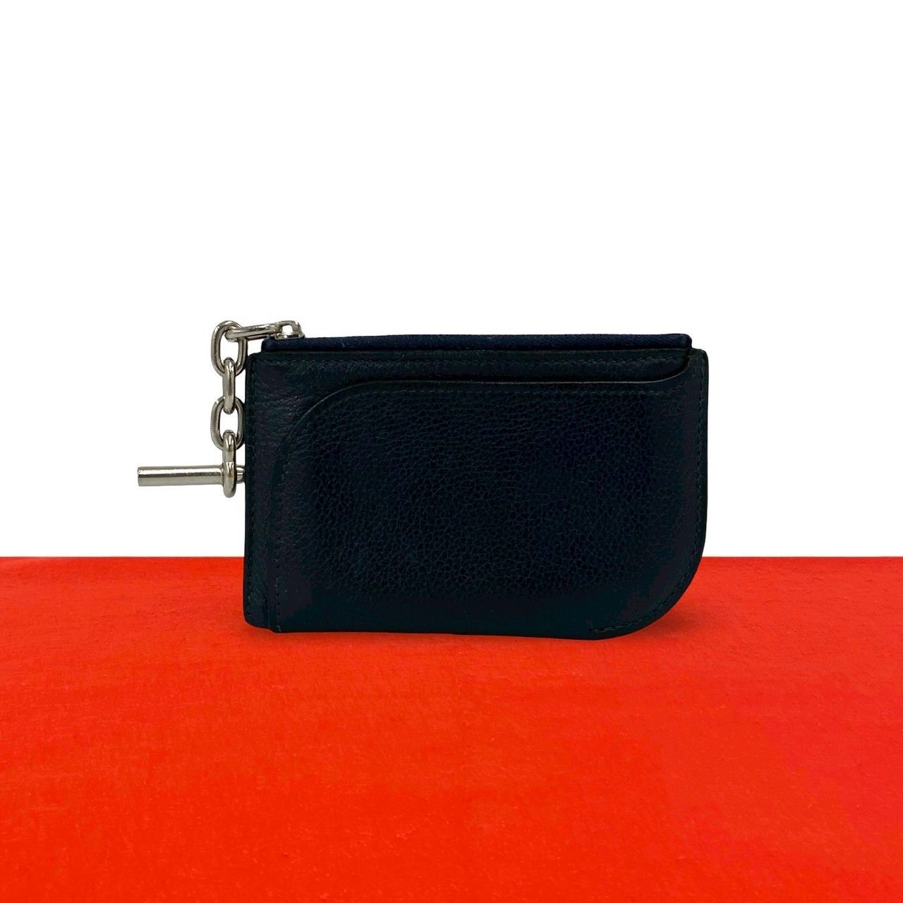 Hermes Strap Fragment Case Color Chain Coin Purse Blue