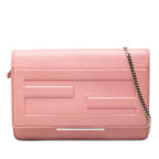 Fendi Chain Shoulder Bag Wallet Pink Leather