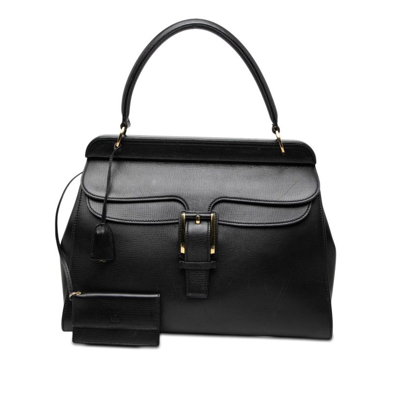 Gucci Handbag Black Leather with Logo Pouch — view 7