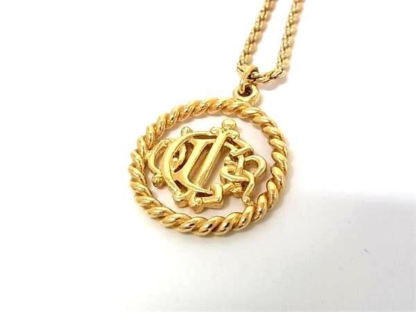 Dior Necklace Emblem Gold Metal Logo Twist Circle — view 2
