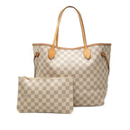 Louis Vuitton Damier Azur Neverfull MM Tote Shoulder Bag Ivory Leather — view 7