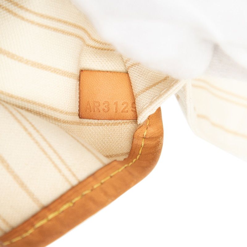 Louis Vuitton Damier Azur Neverfull MM Tote Shoulder Bag Ivory Leather — view 6