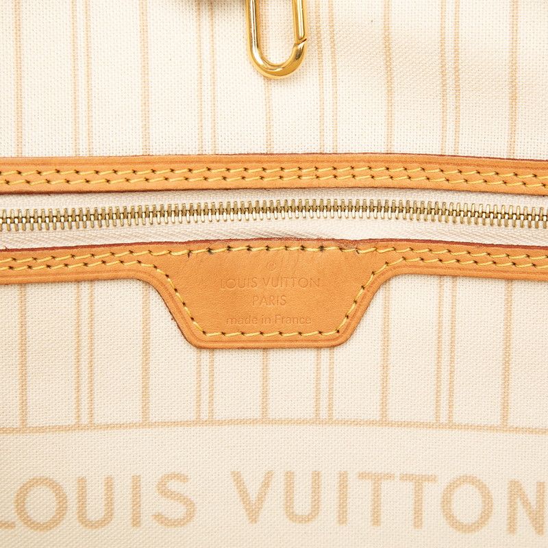 Louis Vuitton Damier Azur Neverfull MM Tote Shoulder Bag Ivory Leather — view 5