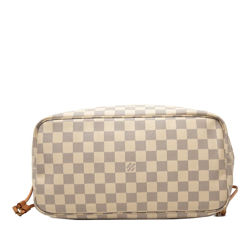 Louis Vuitton Damier Azur Neverfull MM Tote Shoulder Bag Ivory Leather — view 3