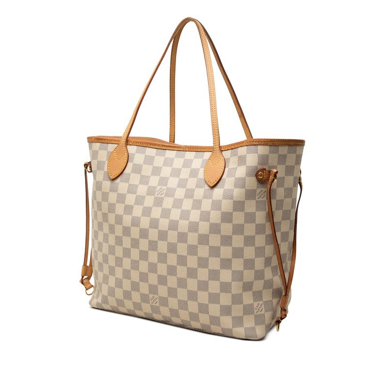 Louis Vuitton Damier Azur Neverfull MM Tote Shoulder Bag Ivory Leather — view 2