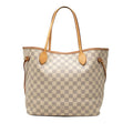 Louis Vuitton Damier Azur Neverfull MM Tote Shoulder Bag Ivory Leather