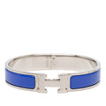 Hermes Click GM Enamel Bracelet Bangle Silver Blue Metal