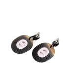 Hermes Fidelio Village PM Stud Swing Earrings Brown Pink Buffalo Horn Metal — view 2