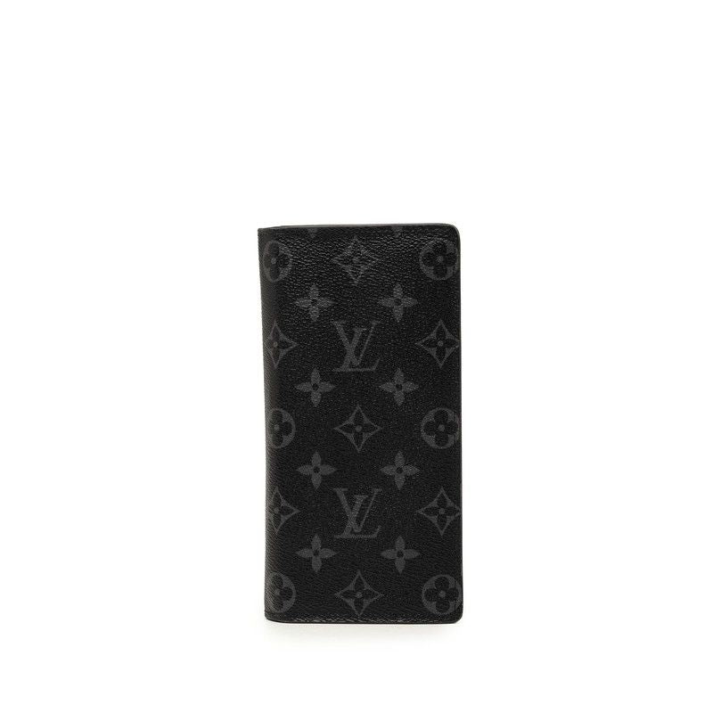 Louis Vuitton Monogram Eclipse Portefeuille Brazza Wallet Black Leather