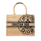 Dior Book Tote Bag Beige Black Canvas