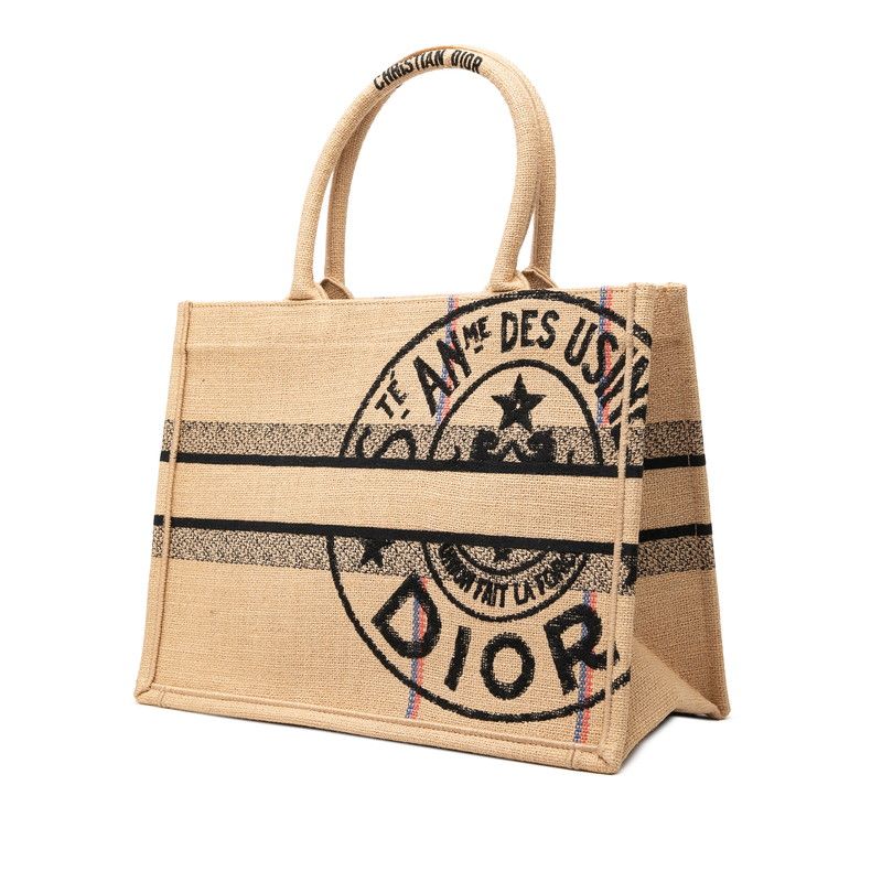 Dior Book Tote Bag Beige Black Canvas — view 2