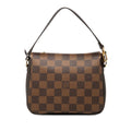 Louis Vuitton Damier Trousse Makeup Pouch Handbag Brown Leather