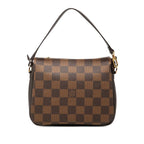 Louis Vuitton Damier Trousse Makeup Pouch Handbag Brown Leather