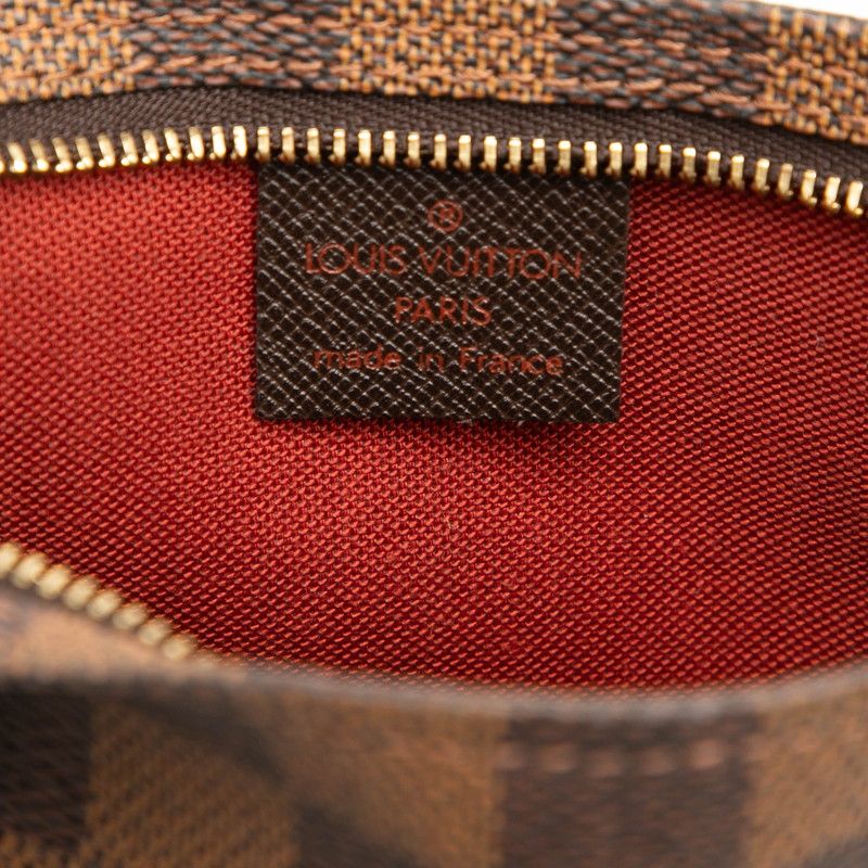 Louis Vuitton Damier Trousse Makeup Pouch Handbag Brown Leather — view 5