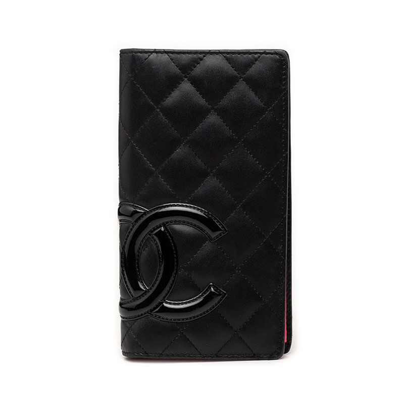 Chanel Cambon Line CC Logo Wallet Black Leather