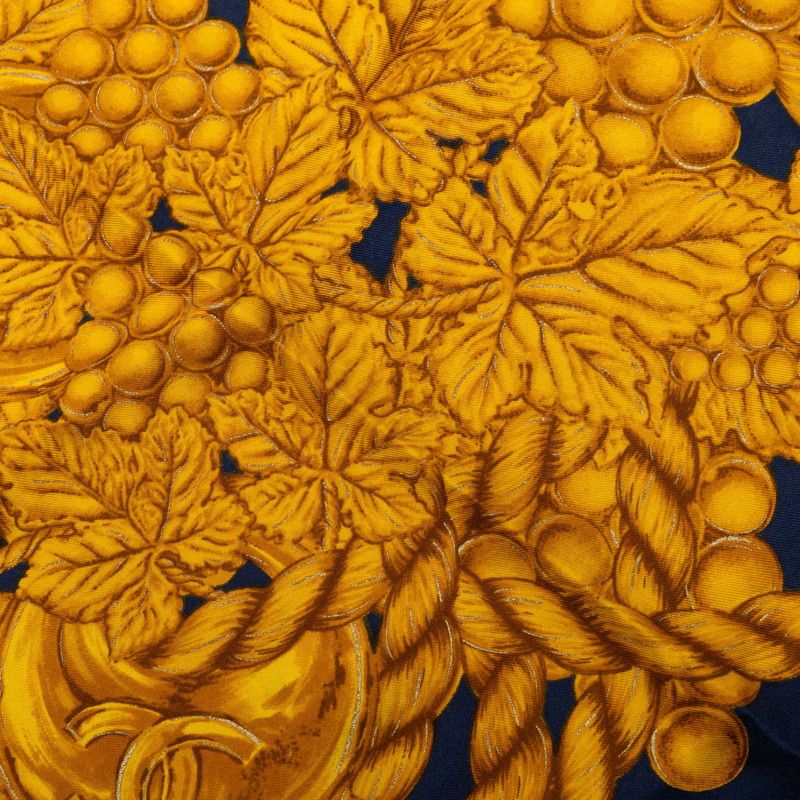Chanel Grape Scarf Navy Yellow Silk — view 3