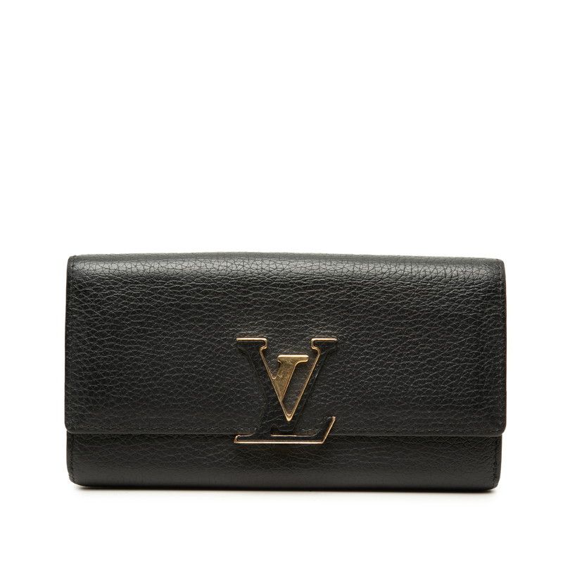 Louis Vuitton Porte Feuille Capucines Wallet Noir Black Taurillon Leather