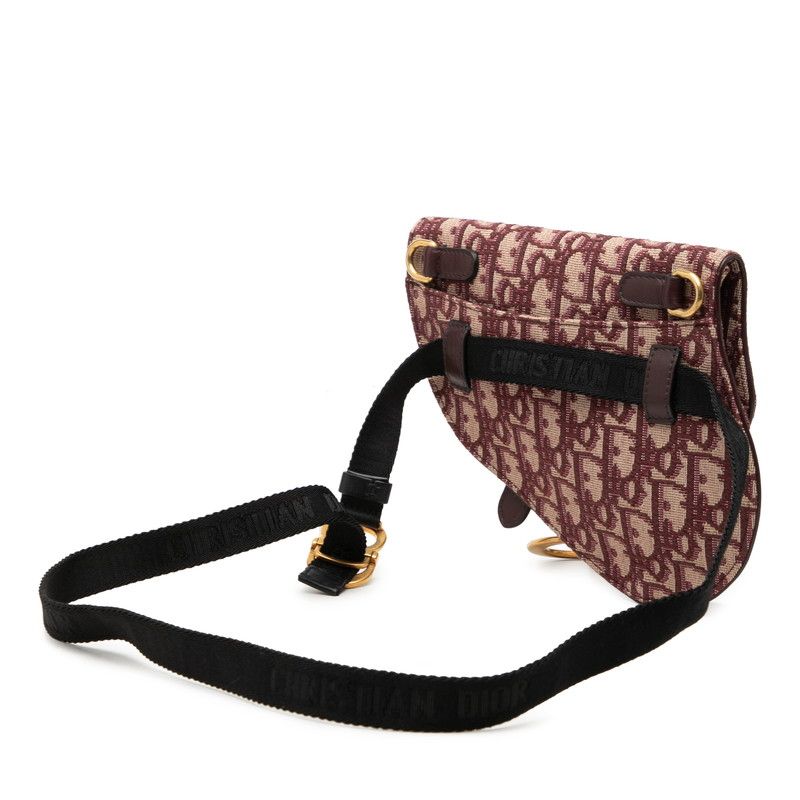 Dior Oblique Trotter Saddle Belt Bag Wine Red Beige Canvas Leather — view 2