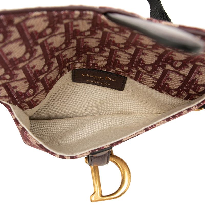 Dior Oblique Trotter Saddle Belt Bag Wine Red Beige Canvas Leather — view 4