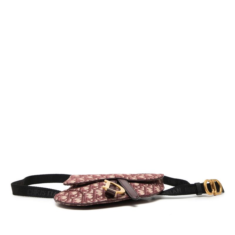Dior Oblique Trotter Saddle Belt Bag Wine Red Beige Canvas Leather — view 3