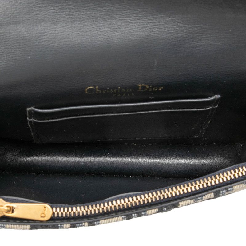 Dior Oblique Belt Bag Beige Navy Canvas Leather — view 4