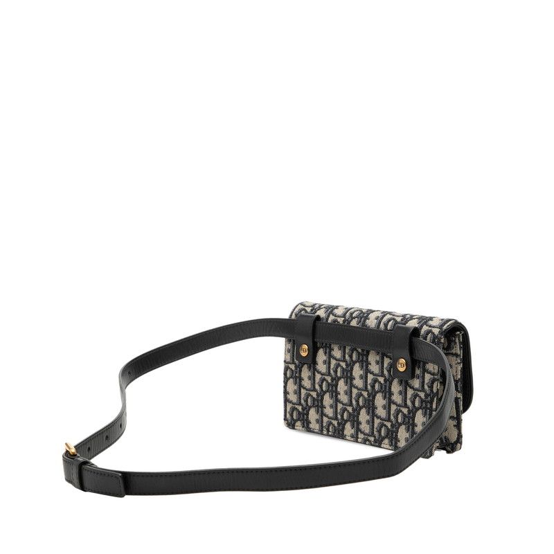 Dior Oblique Belt Bag Beige Navy Canvas Leather — view 2