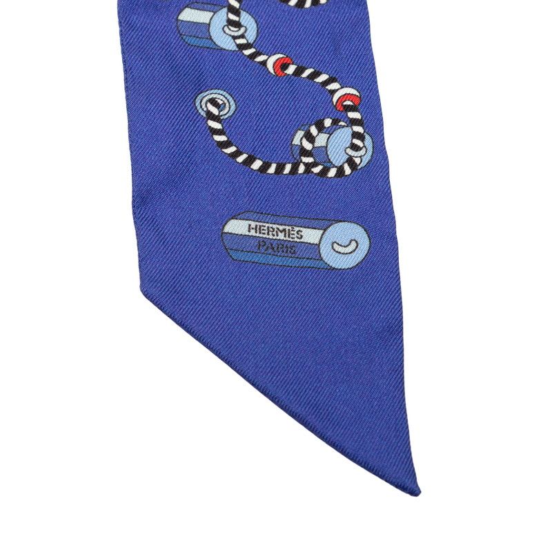 Hermes Twilly Cordages Scarf Blue Silk — view 2