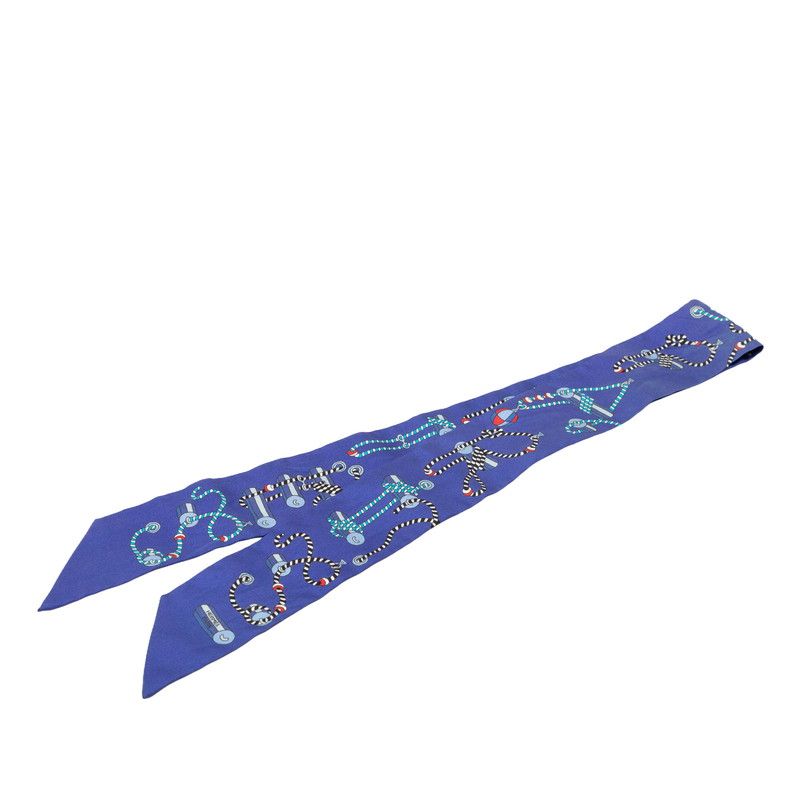 Hermes Twilly Cordages Scarf Blue Silk