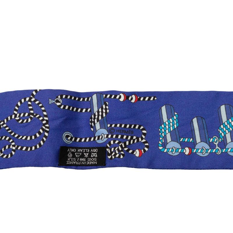 Hermes Twilly Cordages Scarf Blue Silk — view 3