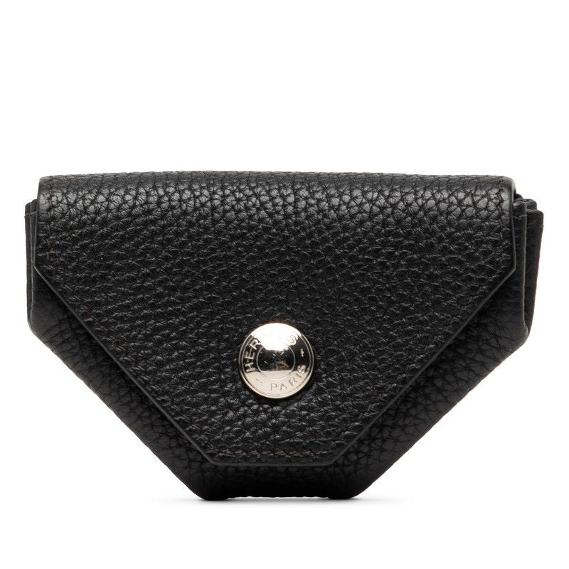 Hermes Levain Quatre Coin Purse Black Silver Chevre