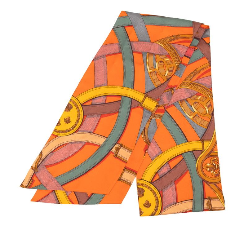 Hermes Maxi Twill Cavalcadour Scarf Orange Multicolor Silk
