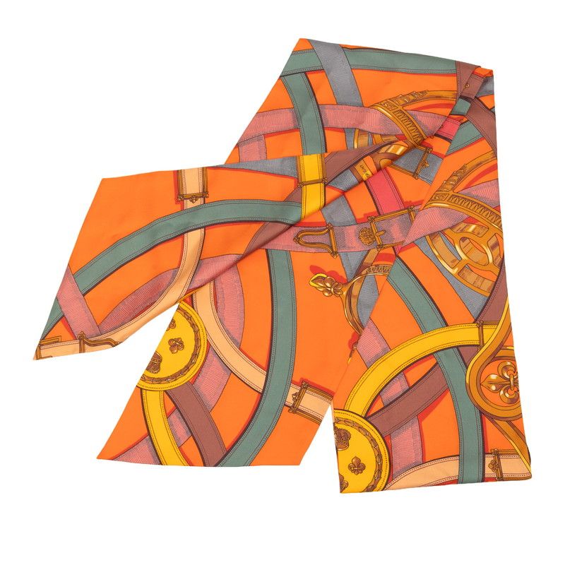Hermes Maxi Twill Cavalcadour Scarf Orange Multicolor Silk — view 2