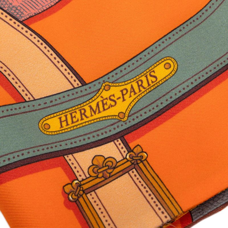 Hermes Maxi Twill Cavalcadour Scarf Orange Multicolor Silk — view 4