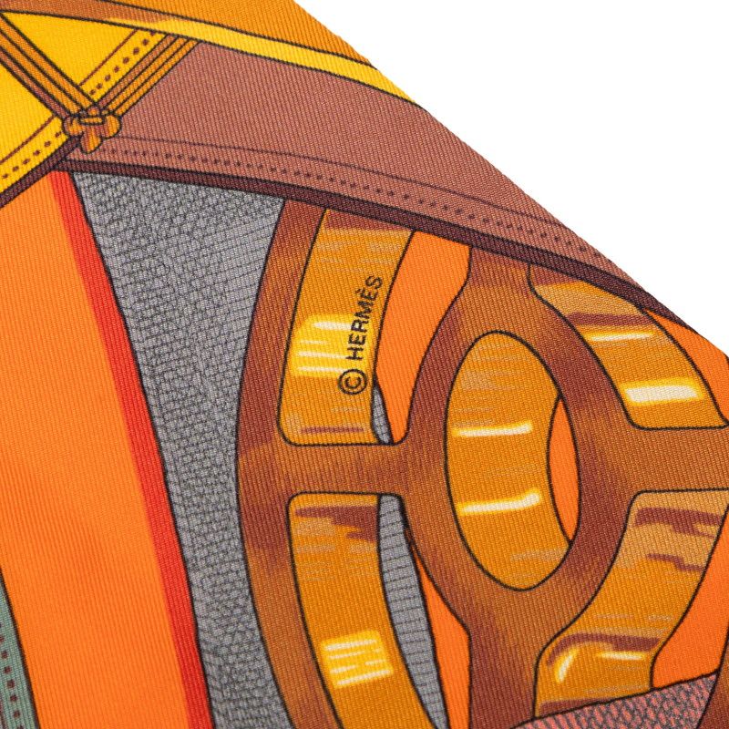 Hermes Maxi Twill Cavalcadour Scarf Orange Multicolor Silk — view 3