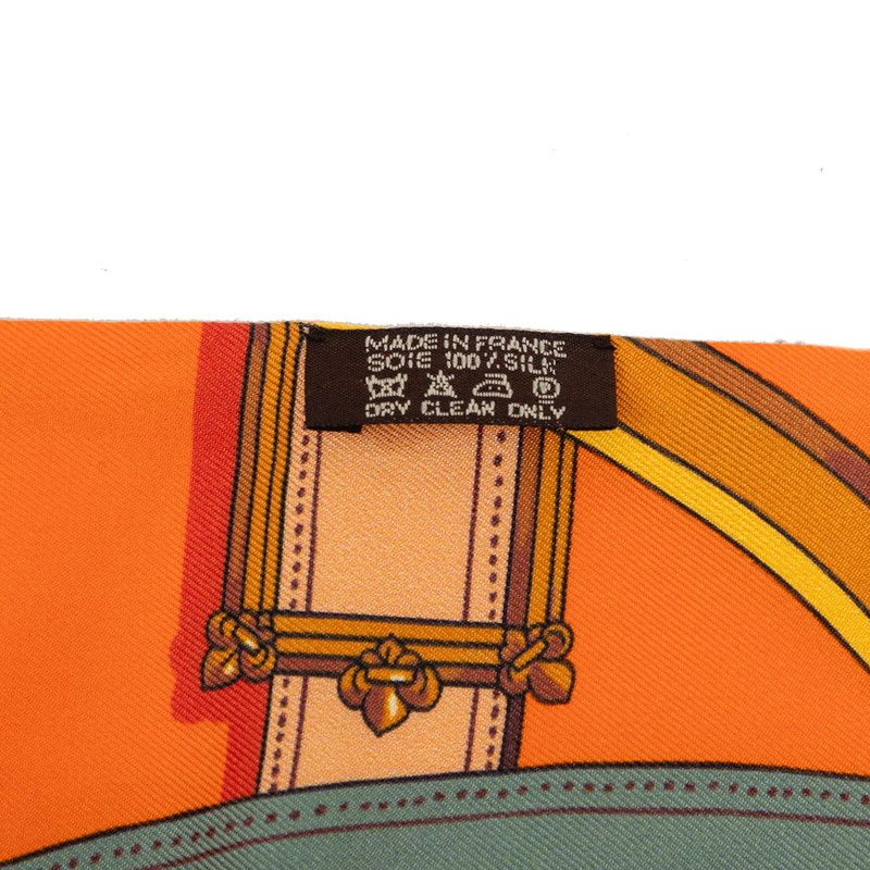 Hermes Maxi Twill Cavalcadour Scarf Orange Multicolor Silk — view 5