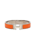 Hermes Click PM Bracelet Bangle Silver Orange Ivory Metal
