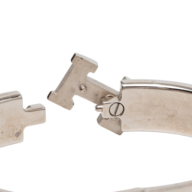 Hermes Click PM Bracelet Bangle Silver Orange Ivory Metal — view 4