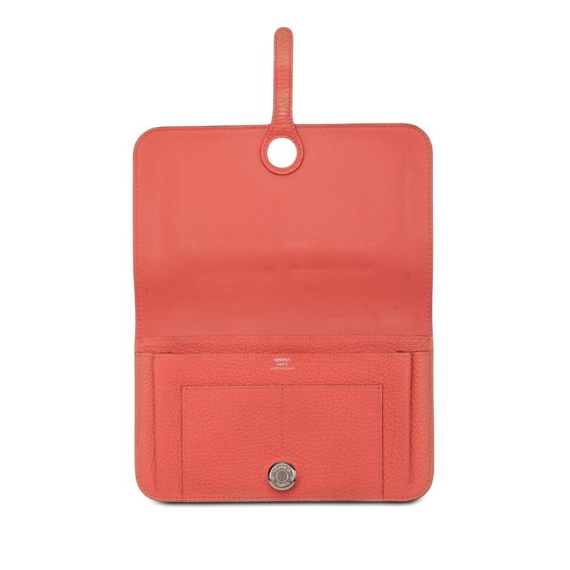 Hermes Dogon GM Bifold Wallet Pink Taurillon Clemence — view 4