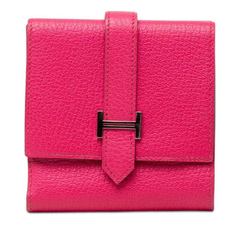 Hermes Bearn Recto Verso Trifold Wallet Rose Shocking Pink Chevre