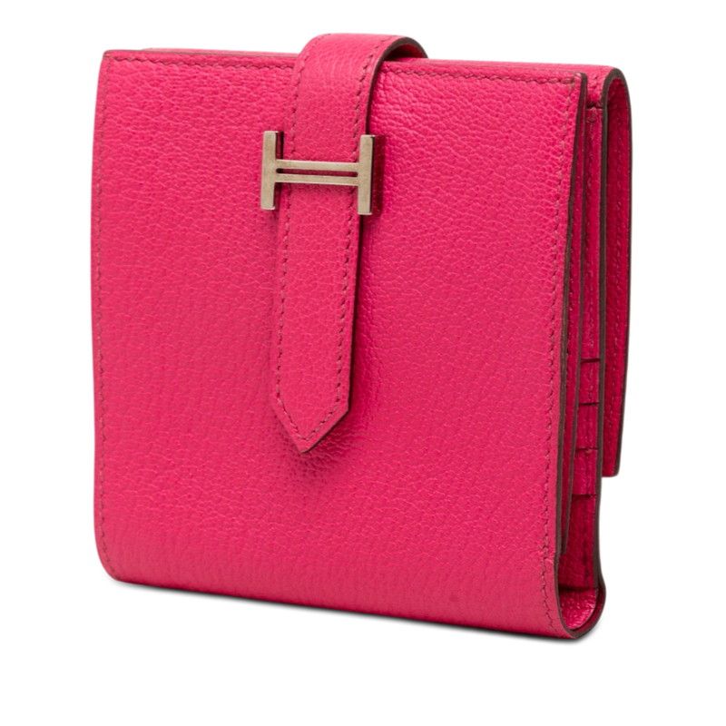 Hermes Bearn Recto Verso Trifold Wallet Rose Shocking Pink Chevre — view 2
