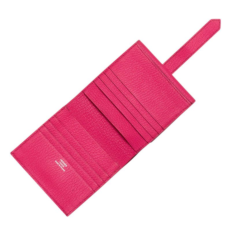 Hermes Bearn Recto Verso Trifold Wallet Rose Shocking Pink Chevre — view 4