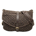 Louis Vuitton Monogram Mini Lin Saumur 30 Crossbody Shoulder Bag Dark Brown