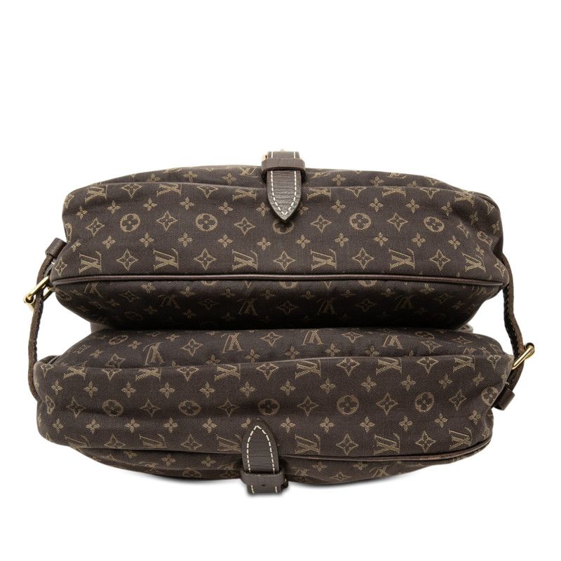 Louis Vuitton Monogram Mini Lin Saumur 30 Crossbody Shoulder Bag Dark Brown — view 3